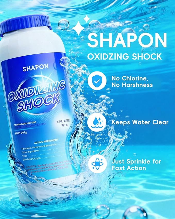 SHAPON 32 Oz Non-Chlorine Hot Tubs Shock, Spa Oxidizer for Clean Water (2 Pack)