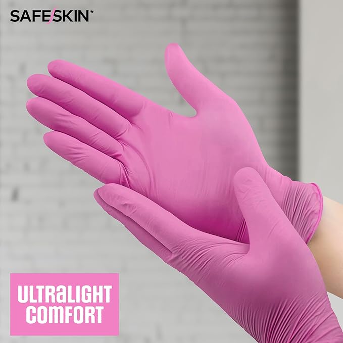 SAFESKIN Ultralight Disposable Nitrile Gloves - 2.0 Mil - Powder Free, Latex Free, All Purpose, Food Prep, Cooking, Cleaning