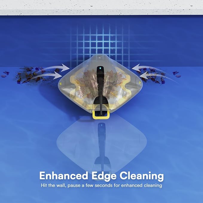 PoolMr Cordless Robotic Pool Cleaner - Above Ground Pool Vacuum Robot - 40W Strong Suction, Dual Cleaning System, Barrier Crossing, 120-Min Runtime Up to 1614 Sq for Above Ground Pools,Off-White