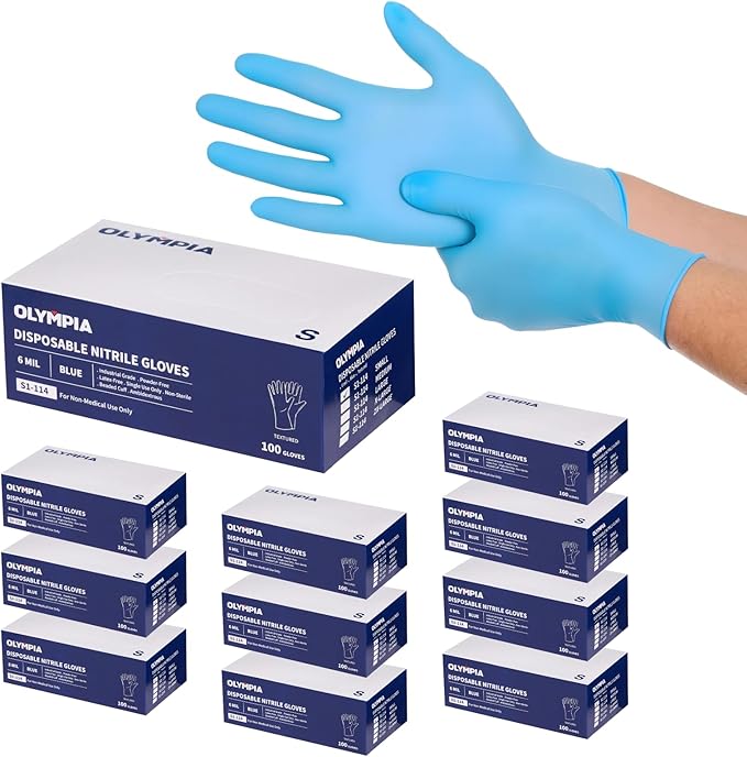 NORTHSKY Olympia Disposable Nitrile Gloves, 6 mil, Mechanic Disposable Gloves Powder and Latex Free, Manufacturing, Blue