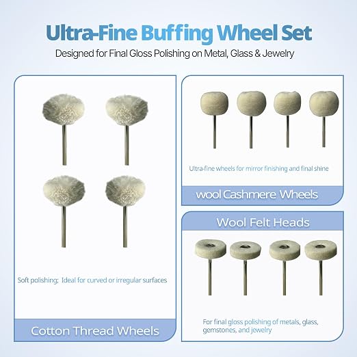 135 PCS Polishing & Buffing Wheels Kit with 1/8-Inch Shank for Dremel Rotary Tool, Includes 2 Polishing Compounds, Sanding Kit for Metal, Wood, Jewelry, Glass, and DIY Projects
