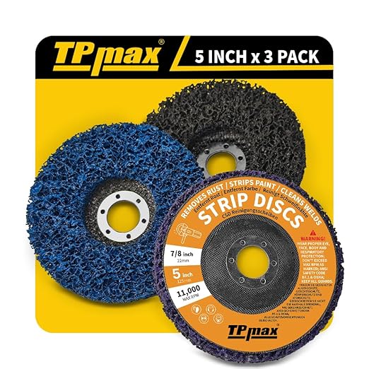 TPmax 5" x7/8" Stripping Discs Rust Remover Wheel Remove Paint and Oxidation Poly Strip Wheel Disc Abrasive Angle Grinding Wheel - 3 Pack(Purple/Blue/Black)