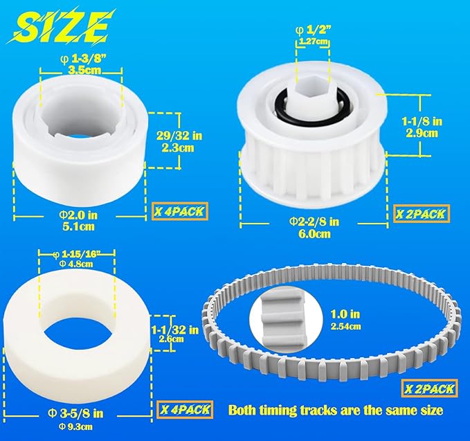 Nautilus cc Plus Replacement Parts 9985006-R2 Timing Track 6101611-R4 Climbing Ring Replacement 3884997-R6 Guide Wheels Pulley Gears Combo Kits for May-tronics Dol-phin Nautilus M200 DX3 Pool Robot