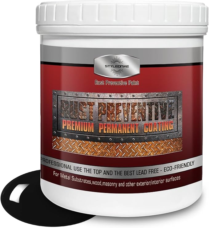 styleonme Metallic paint, Anti-Rust Paint, Black 32 Fl Oz, Metal Primer & Preventive Coating, Rust Preventive Coating, Stop Rust and Corrosion Permanently (High-Gloss)