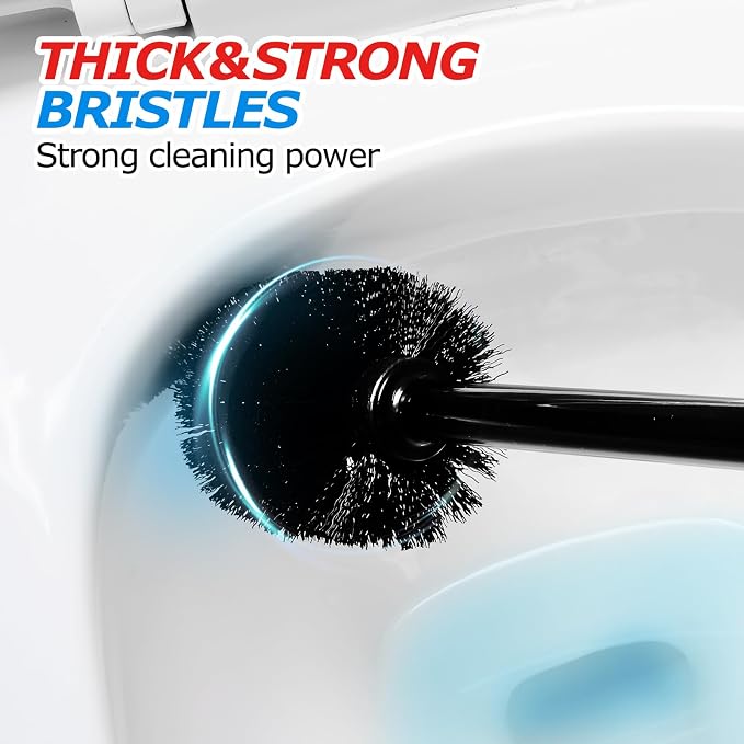 FORASTO 2Pack 2 in 1 Toilet Brush and Plunger Set, Extended Handle Plunger,Toilet Bowl Brush Plunger Set,Clean Gloves,Cleaning Tools,Cleaning Brush,Cleaning Supplies,Toilet Brush Plunger Combo,Black