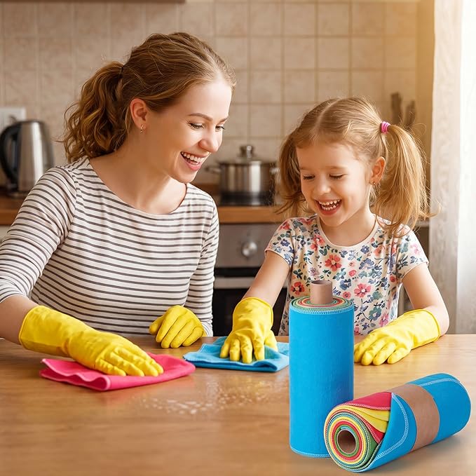 36 Pack Reusable Cleaning Cloths Washable Cotton Kitchen Towels for Home(Bright Style,Multicolored)