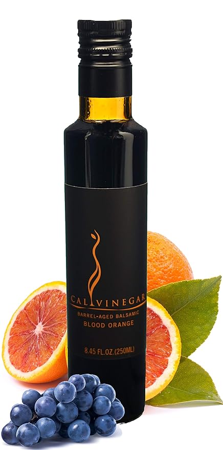 Calivirgin Balsamic Vinegar - Blood Orange Flavored Traditional Balsamic Vinegar - Thick, Velvety, Authentic Italian Balsamic Vinegar - Gourmet Vinegar - Barrel Aged Balsamic Vinegar Bottle - 250ml