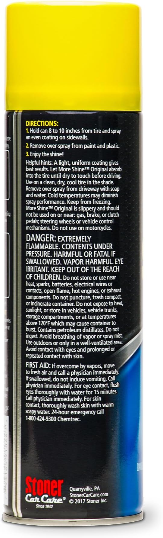 Stoner Car Care 91044-4PK Original More Shine Tire Shine Spray – Tire Dressing Restores Deep Matte Black Finish with Long-Lasting Rain-Resistant Protection, Dry-to-Touch – 12 oz (Pack of 4)
