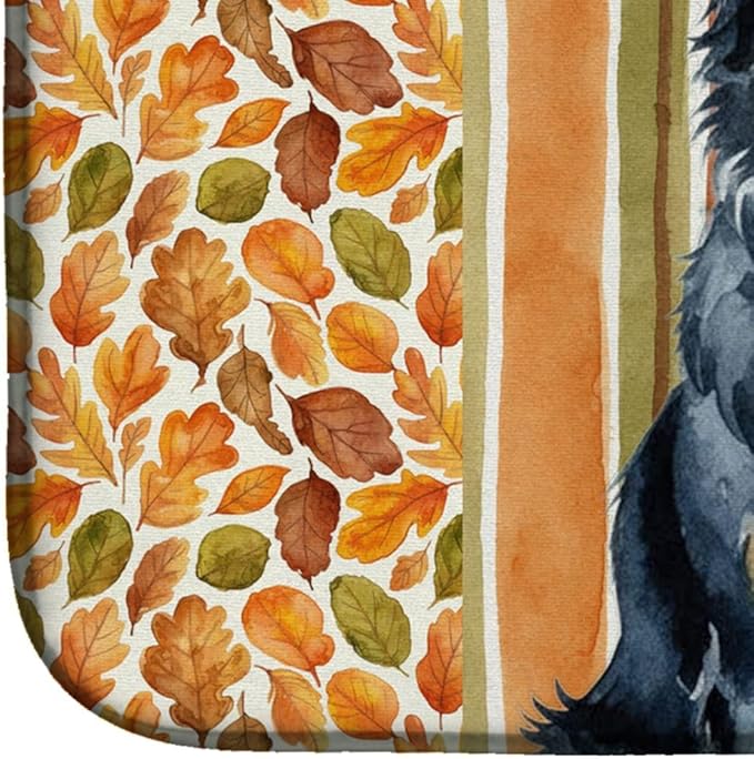 Caroline's Treasures Black Australian Shepherd Heirloom Fall Dish Drying Mat Absorbent Dish Drying Mat Pad for Kitchen Counter Dish Drainer Mat for Countertop, 14 x 21", Multicolor