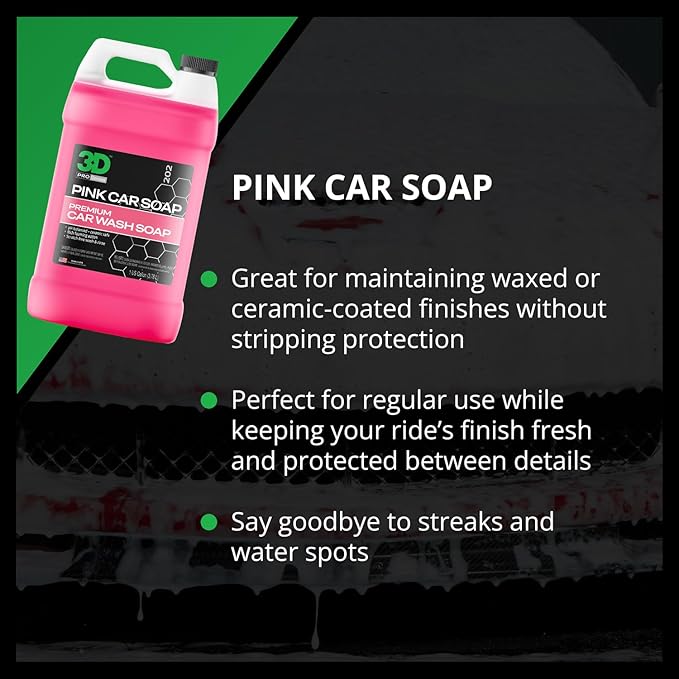 3D Bug Remover + Pink Car Soap – Exterior Cleaner & pH Balanced Car Wash Combo – 1 Gallon Each