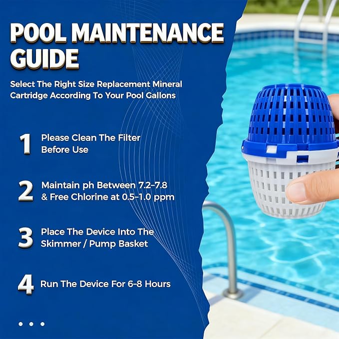 Pool Cartridge Unit 7.5k-20k Gallon Pools for Above Ground and Inground Pools, Up to 6 Month Pool Care，NSF 50 Certified