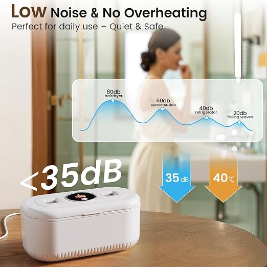 48Khz Ultrasonic Jewelry Cleaner, 30W Ultrasonic Cleaner with UV Lights and Dual Brush Ports, 3Modes Jewelry Cleaner Ultrasonic Machine with Digital Timer, 12OZ for Eyeglasse, Denture, Jewelry Cleaner