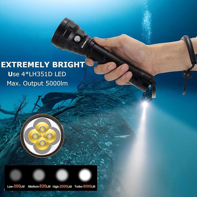 Wurkkos DL40 5000Lumen Dive Lights Scuba Diving, 90 High CRI, 4 Modes, Powerful IPX8 Underwater Flashlight, Super Bright Diving Flashlight for Cave Snorkeling