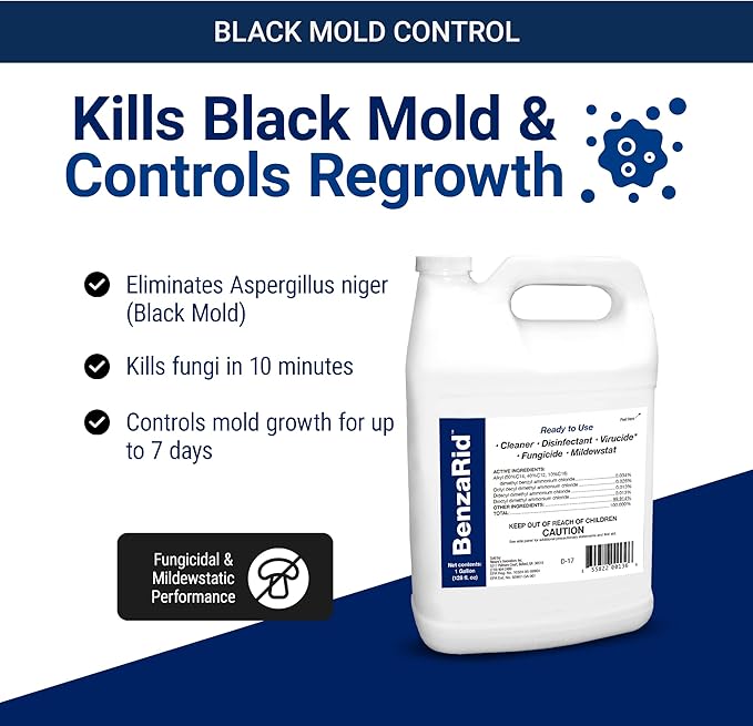 BenzaRid Hospital Disinfectant Sanitizer & Virucide | Kills 99.99% of COVID-19, Avian Flu H1N1,H1N2, H5N1, SARS, Bloodborne Pathogens, Staph, Bacteria & Mold | EPA Reg. | Child & Pet Safe 1 Gal