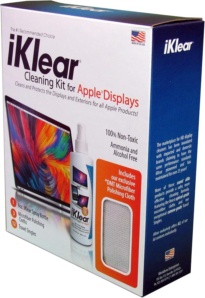 The Original Premium iKlear Screen Cleaner Kit For Iphone, Ipad, Imac, Gaming Monitor, Large Screen TV’s, Included With DMT Cloth MADE IN THE USA