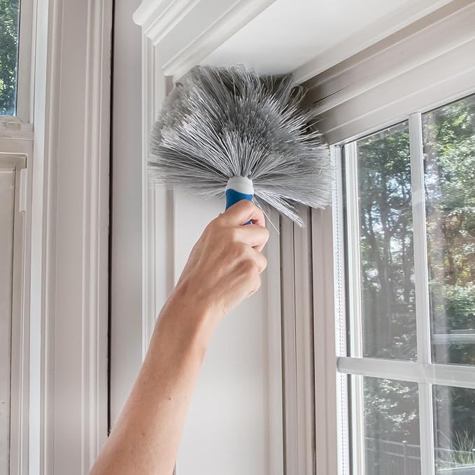 Unger Cobweb & Corner Duster – Dusters for Cleaning, Compatible with Telescopic Poles, Dusting Tools, Great for Ceilings, Moldings, HVAC & Floor Vents, and Corners, White/Black (Pack of 6)