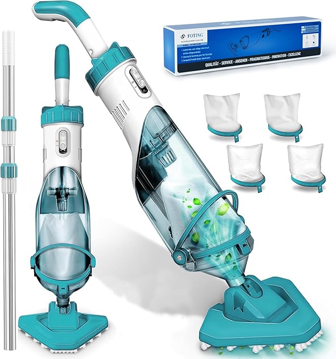 Cordless Above Ground Pool Vacuum, 19 GPM Handheld Spa Hot Tub Vacuum Cleaner with 60" Extendable Pole, 60 Min Running Time, Ideal for Cleaning Debris and Sand Underwater