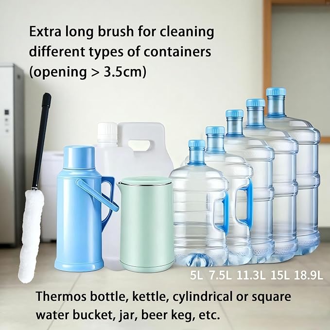 Telescopic Long Handle Bucket Brush,Up to 118cm,Thick Aluminum Alloy Extra Long Handle,Gallon Bucket Brush for Cleaning Dead Corners,Bendable Nylon Brush Head for Cleaning Bucket Opening>3.5cm (S1)