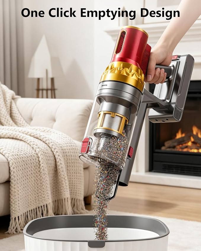 Cordless Vacuum Cleaner, 185AW Powerful Suction Vacuum Cleaner for Home, 65Mins Runtime Self-Standing Stick Vacuum, Anti-Tangled, Lightweight Vacuum Cordless for Home Hardwood Floor Carpet Pet Hair