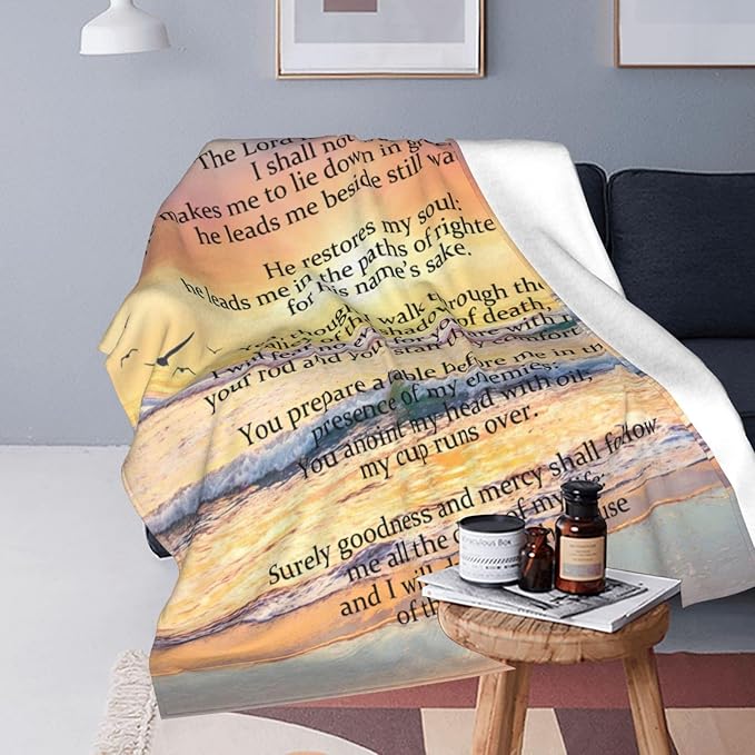 Psalm 23 Blanket Christian Gifts Religious Bible Verse Scripture Throw Blanket Comfy Plush Flannel Fleece Warm Soft Fluffy Fuzzy Blanket for Prayer Women Teens for Bed Sofa Couch 40"X50"