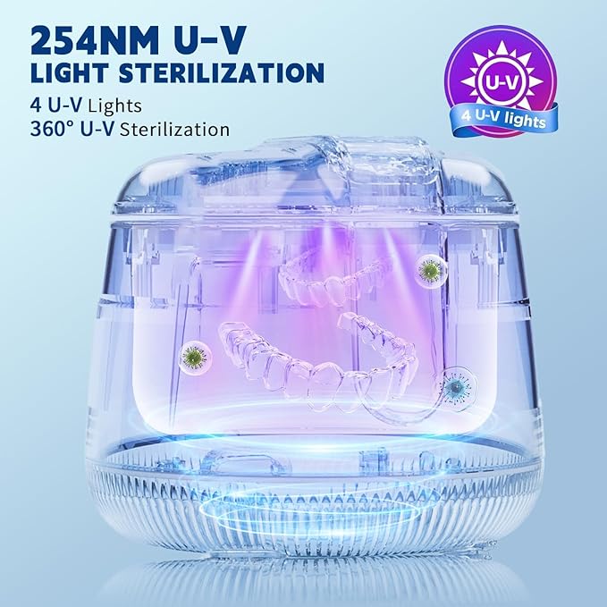 Ultrasonic Retainer Cleaner Machine 48kHz, Cordless Dental Cleaning Pod, Ultrasonic Retainer Cleaner for Aligners, Dentures, Mouth Guards, Toothbrush Heads and Jewelry with 200ML Capacity, LAB Supply