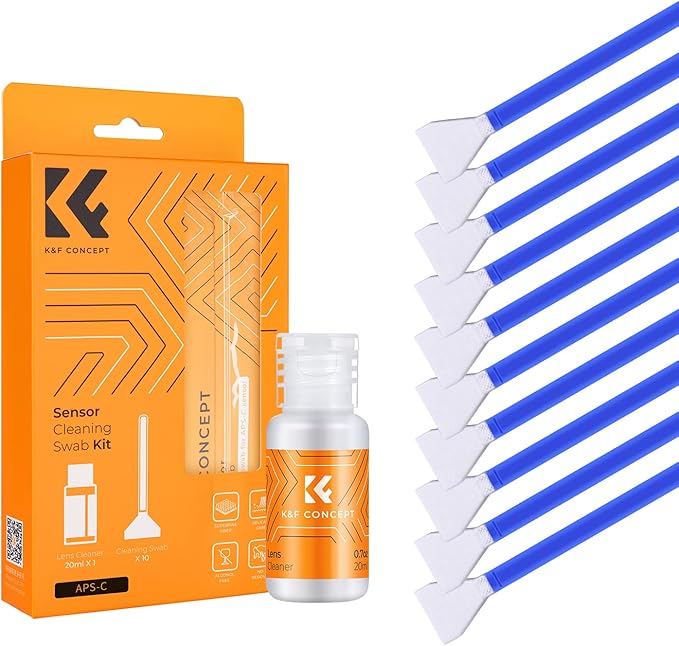K&F Concept 24mm Full Frame Sensor Cleaning Swab*10+20ml Sensor Cleaner+Long Nozzle Air Blower