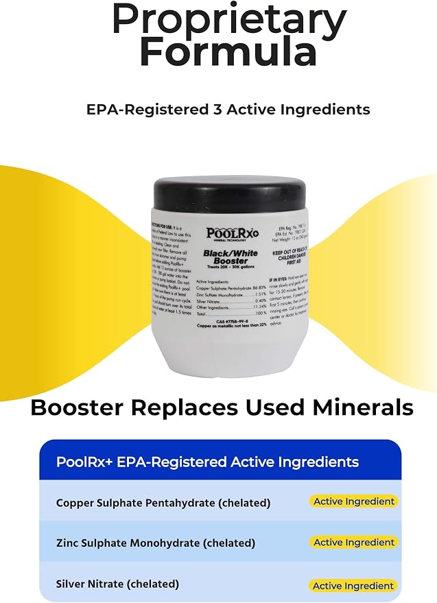 Pool RX 332066 PoolRX+ Booster Black Swimming Pool Algaecide, Single Unit