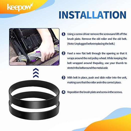 KEEPOW Replacement Parts Set for Bissell Cleanview Swivel Upright Bagless Vacuum 2252 2486 2488 2489 2253 2254 2258, 1 Brush Roll 1604545 + 2 Vacuum Belt 3031120 + 4 Vacuum Filters 12141