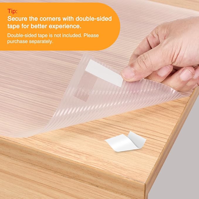 Glotoch Shelf Liner 17.5x360, Non Adhesive Cabinet, Drawer Liner for Refrigerator, Kitchen, Waterproof and Durable Fridge Table Place Mats for Cupboard, Clear