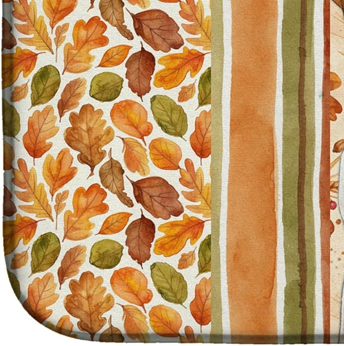 Caroline's Treasures Orange and White Pointer Heirloom Fall Dish Drying Mat Absorbent Dish Drying Mat Pad for Kitchen Counter Dish Drainer Mat for Countertop, 14 x 21", Multicolor