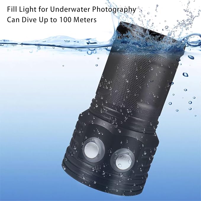Diving Flashlight, 18000 Lumen IPX8 Waterproof Scuba Dive Light 100M Underwater LED Submersible Torch 120 Degree Wide Beam Angle With 3 Lights and 7 Modes for Outdoor Underwater Sports