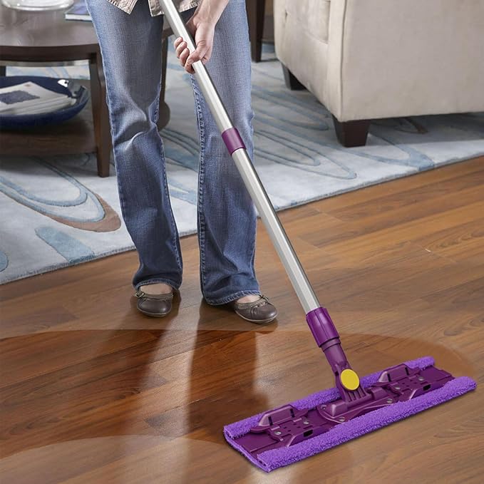 ITTAR Microfiber Floor Mop with 5 Reusable Cloth Pads, Professional Dust Mops with 57" Stainsless Steel Telescopic Handle, Wet Dry Flat Mop for Cleaning Hardwood Floor, Laminate, Tile, Vinyl, Pet Hair