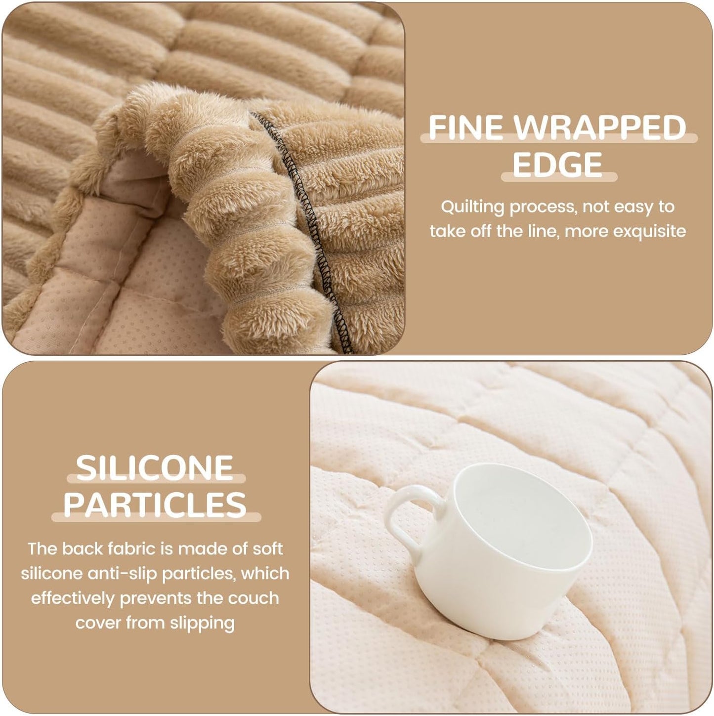 OTOB Couch Covers for Dogs Washable, Non Slip Plush Sofa Cover Kids Pet Friendly Furniture Protector, All Seasons Soft Cozy Fuzzy Sofa Slipcovers Dog Bed Mats (Coffee, 31.5" x 63.0'')