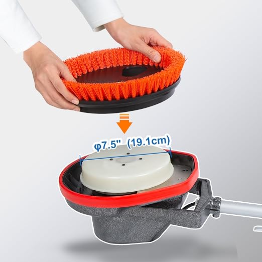 HHQ Commercial Scrub Brush for Orbital Floor Scrubber, Compatible with Oreck Orbiter XL ORB550MC, Bissell BGEM9000, 12" Diameter, Heavy-Duty Brush, Orange