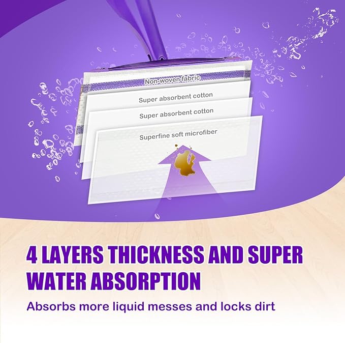 100 Pack Disposable Wetjet Pads Refills for Swiffer Wet Jet Mops, 4 Layers Thickened | Super Heavy-Duty Absorbent | Stickiness, Absorbent for Household Cleaning & Suit All Multi-Surface
