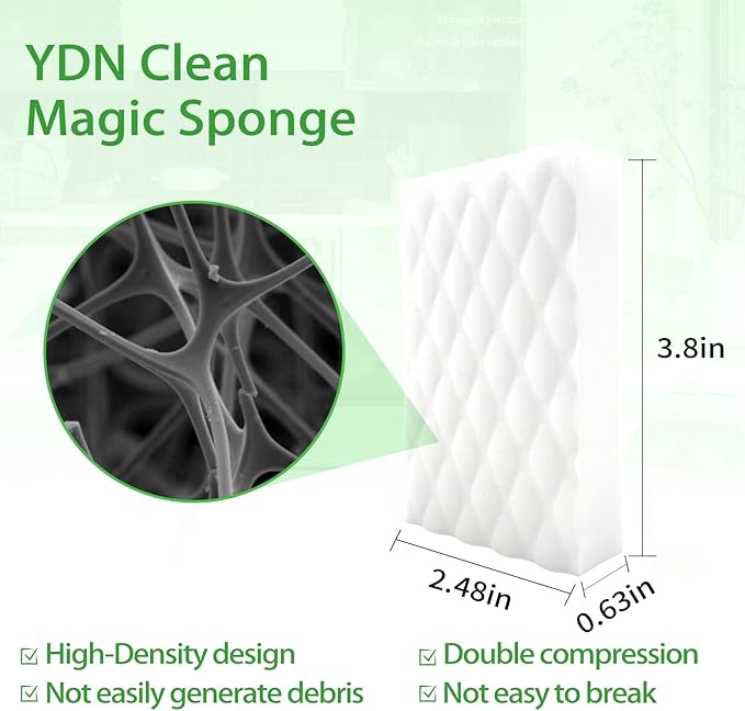 Magic Eraser Sponge 2X Density, Multi-Purpose Long Lasting Melamine Sponge, Water-Activated Cleaning Pads Sponge Eraser for Kitchen, Bathroom, Wall, Shoes & Car Interior, Non-Scratch (20)