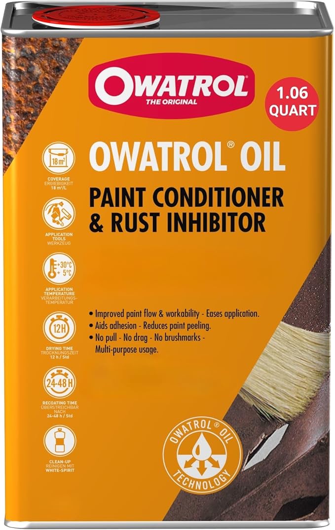 OWATROL Oil Rust Inhibitor for Metal & Paint Conditioner 34 Oz - Prevents Corrosion, Enhances Paint Adhesion, Smooth Application, Heat-Resistant, Ideal for Metal, Wood & Industrial Machinery