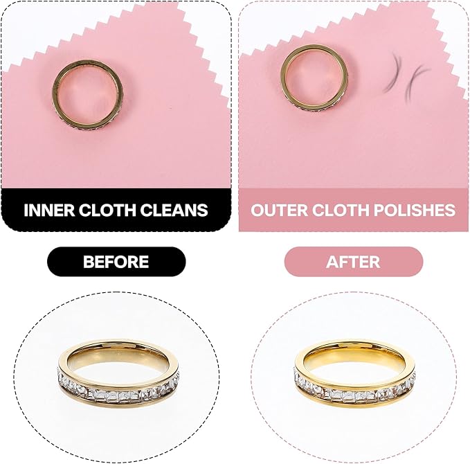 100 Pcs Jewelry Cleaning Cloth, Professional Polishing Cloth Individually Wrapped, Pink Silver Polishing Cloths for Jewelry Sterling Silver Gold Platinum Watch Coins and More (3.2" x 3.2")