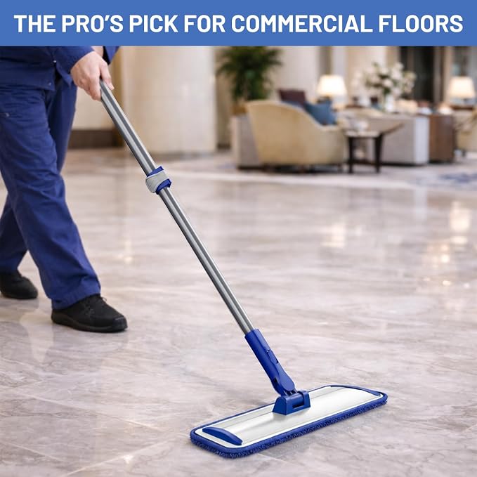 Microfiber Flat Mop for Hardwood Floors | 4 Washable Pads, 55" Professional Stainless Steel Handle, 360° Swivel, Wet/Dry Use for Tile, Laminate, Vinyl, Wall.