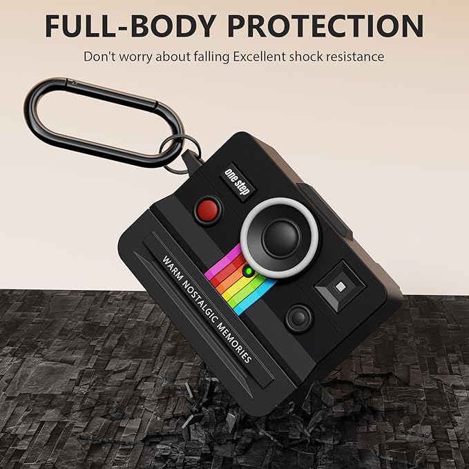 Retro Cases for Apple Airpods iPods Pro 3 Case Cover 2025 - VISOOM Designer Cute Silicone Airpods iPods Pro 3rd Generation Case Cover with Airpod Accessories, Airpod iPod Pro3 Protector Cases-Black