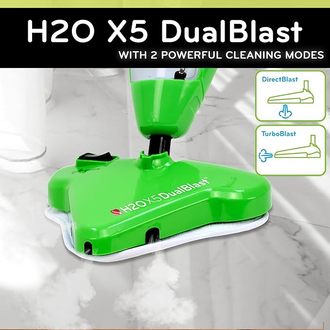 H2O X5 Dual Blast Steam Mop & Handheld Steam Cleaner | 5-in-1 Floor Steamer | Forward-Blast Mop Head for Edges & Tough Messes | Hardwood, Tile & Laminate Cleaner