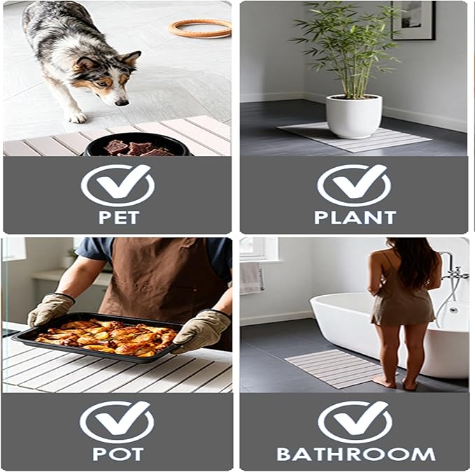 Stone dish drying mats for kitchen counter ，large 23.6"L x 15.4"W foldable diatomite dish stone drying mat, quick dry extra fast absorbent roll up rack, White/Black foldable stone dish drying mat