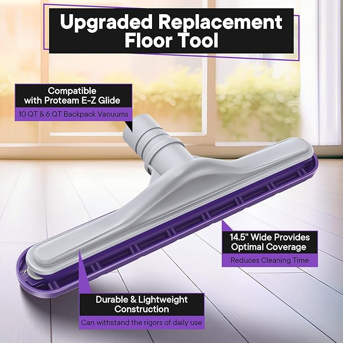 Replacement Floor Tool Compatible with ProTeam 101446 E-Z Glide Backpack Vacuum,Compatible with Hoover C2401, 14" Multi-Surface Brush for Commercial Cleaner(2 Pack,Nylon Brush)