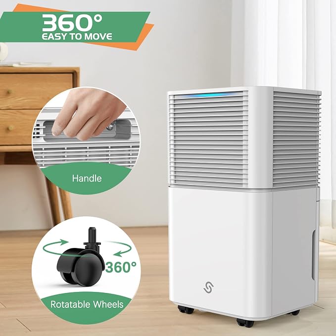 HUMILABS 1500 Sq. Ft Dehumidifiers for Home and Basements,22 Pints Dehumidifiers for Large Room with Auto or Manual Drainage,0.528 Gallon Water Tank,24 Hours Timer,Dry Clothes Mode