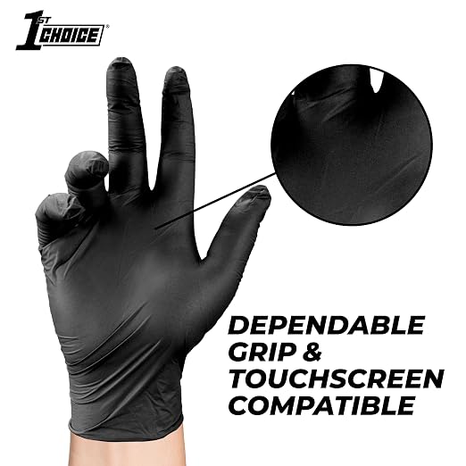 1st Choice Black Nitrile Gloves, 200 Count, Size S & L, Disposable, Latex Free, Exam Grade, Glove for Cooking - 4 mil