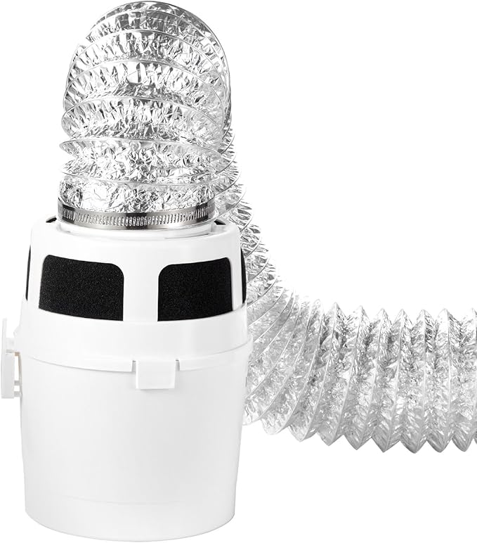 VEVOR 3-in-1 Indoor Dryer Vent Kit, with Bucket for Electric Dryer with 4-Inch by 5-Feet Extendable Exhaust Hose, Premium Quality & Light Weight & No Extra Accessories Required for Apartments, RVs