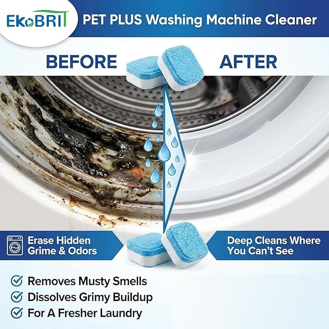 Washing Machine Cleaner Tablets 24 Pack – Deep Cleaning Washer Descaler for Front Load & Top Load Machines, Septic Safe Washing Machine Cleaning Tablets, 12 Month Supply