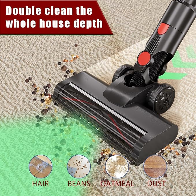 Cordless Vacuum Cleaner, Home Lightweight Cleaner with LED Display, 3 Modes 6 in 1 Stick Vacuum House Rechargeable of 45Min Detachable Battery Self-Standing Cleaner Floor Carpet Pet Hair