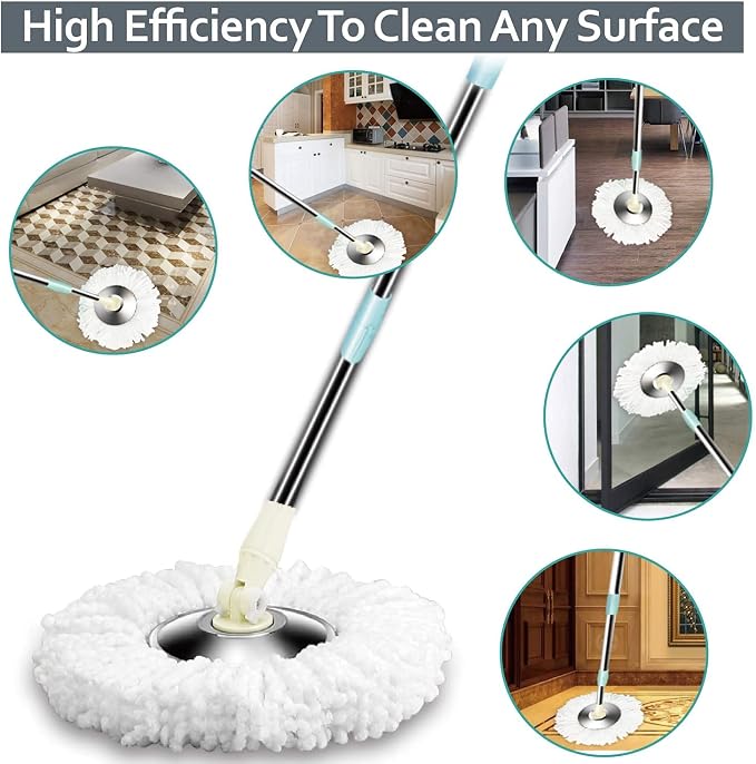 Spin Mop and Bucket with 12Pcs Mop Heads(Light Green)