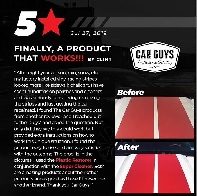 CarGuys Car Detailing Kit | Super Cleaner 18 Oz & Plastic Restorer 8 Oz: Works Best to Clean, Restore and Protect UV Faded Interior or Exterior Vinyl, Rubber, Trim, Tires, Dashboards, and Much More!
